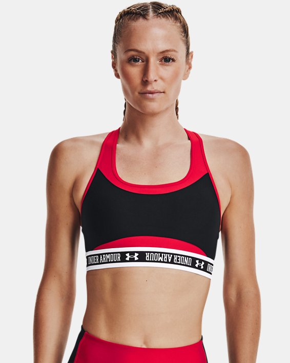 Women's Armour® Mid Crossback Block Sports Bra in Red image number 0